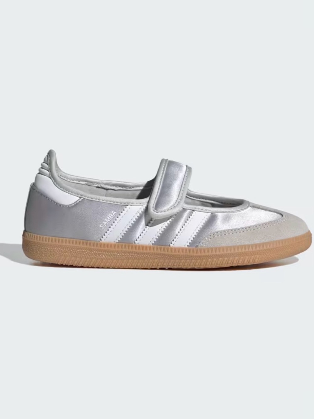 adidas Samba Mary Jane Sneakers - Silver with Gum Sole, size 7